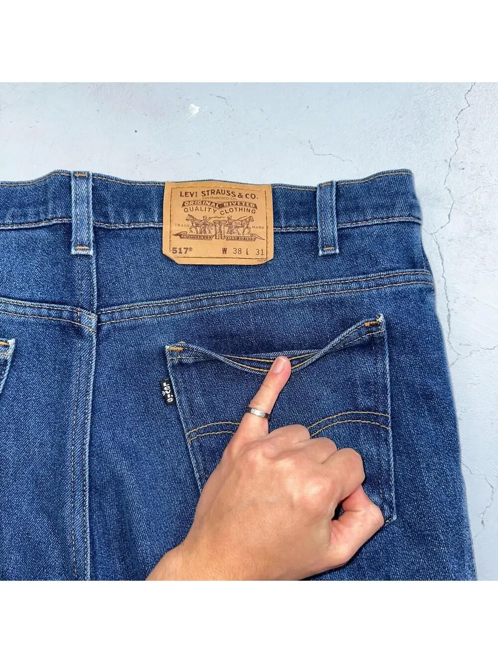 Levis 517 Vintage 90s USA Orange Tab Bootcut Flare Blue Jeans 38x31 Act 36x29
